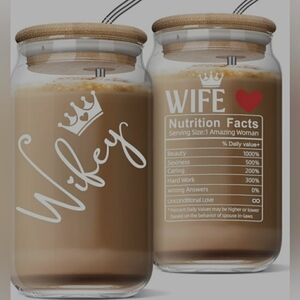 16 Oz Wifey Glass Jar with Lid Gift